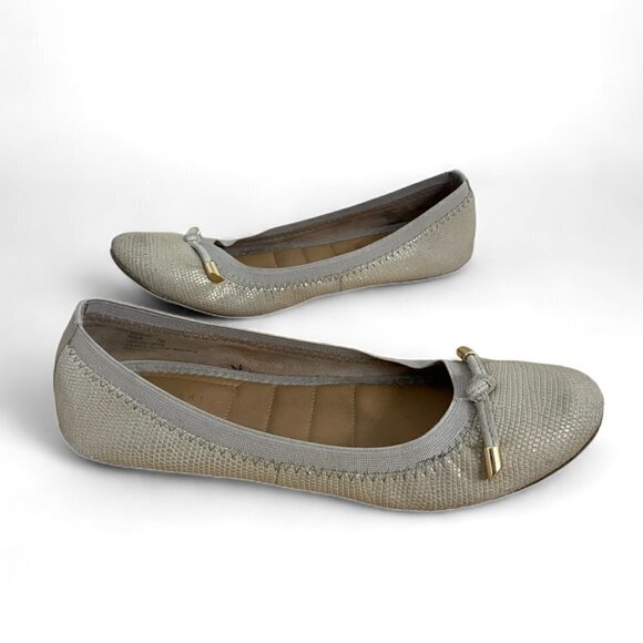 Kelly + Katie Kayla Taupe Metallic Leather Slip On Comfort Ballet Flats Size 7 - Picture 4 of 10